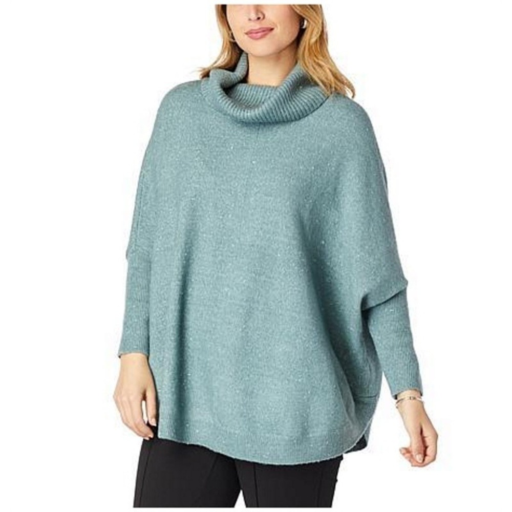 NWT Nina Leonard XS Heather Pullover green Sweater Turtleneck 99218